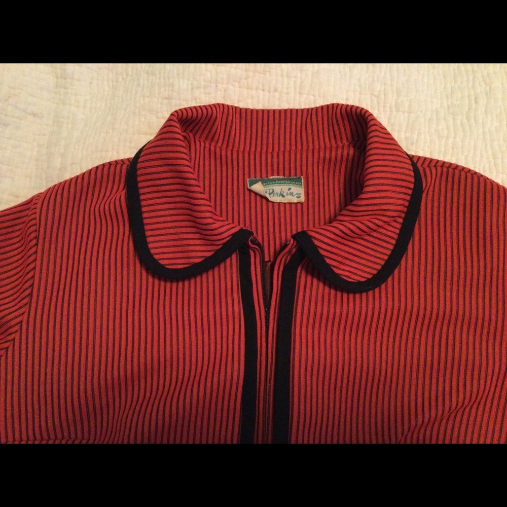 Vintage red and blue striped scooter dress